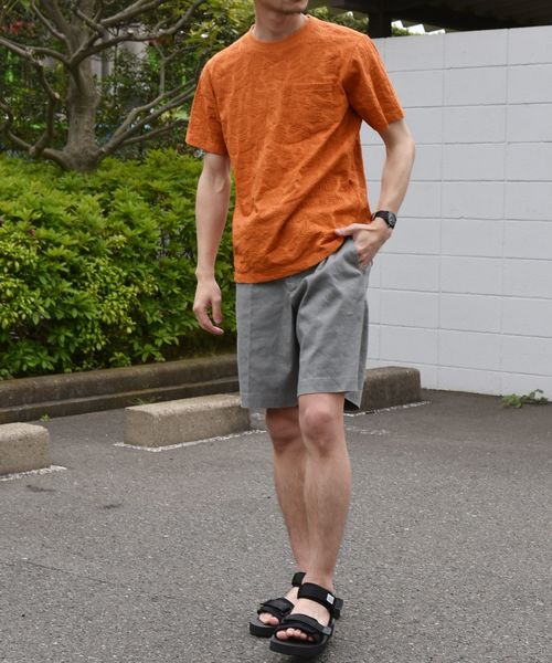 SHIPS（シップス）の「SC: MADE IN JAPAN ジャガード/リーフ ポケット Tシャツ（Tシャツ/カットソー・メンズ・ホワイト/チャコールグレー/ネイビー/オレンジ/ライトオリーブ/グレー・SMALL/MEDIUM/LARGE/X-LARGE）」の10枚目の写真