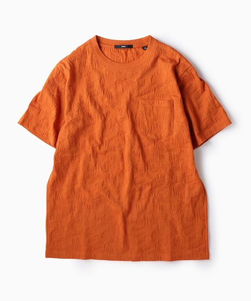 SHIPS（シップス）の「SC: MADE IN JAPAN ジャガード/リーフ ポケット Tシャツ（Tシャツ/カットソー・メンズ・ホワイト/チャコールグレー/ネイビー/オレンジ/ライトオリーブ/グレー・SMALL/MEDIUM/LARGE/X-LARGE）」の17枚目の写真