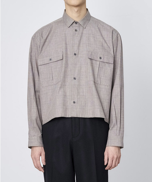 JUHA(ユハ)の「CROP CHECK SHIRT(シャツ/ブラウス)」|ベージュ