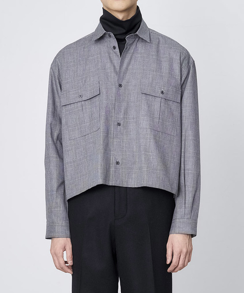 JUHA(ユハ)の「CROP CHECK SHIRT(シャツ/ブラウス)」|グレー