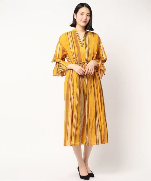 ne Quittez pas / MULTI STRIPE PIN TUCK DRESS ne Quittez pas / MULTI STRIPE PIN TUCK DRESS