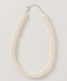 ねじりデザインイミテーションパールショートネックレス