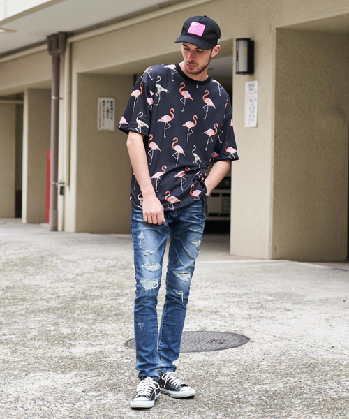 JACKROSE(ジャックローズ)の「JE-リバーシブル・フラミンゴ 半袖Tシャツ(Tシャツ/カットソー・メンズ・ホワイト/ブラック/サックスブルー・M/L)」の13枚目の写真