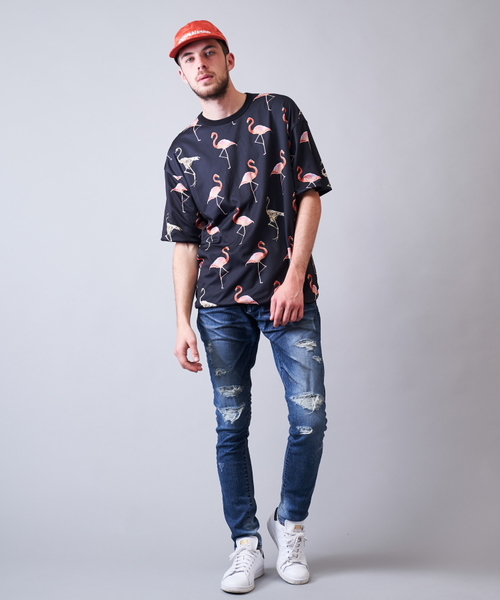 JACKROSE(ジャックローズ)の「JE-リバーシブル・フラミンゴ 半袖Tシャツ(Tシャツ/カットソー・メンズ・ホワイト/ブラック/サックスブルー・M/L)」の6枚目の写真
