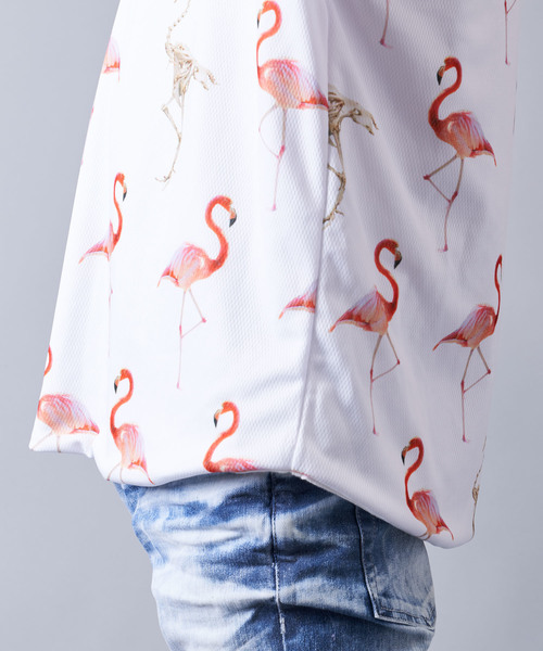 JACKROSE(ジャックローズ)の「JE-リバーシブル・フラミンゴ 半袖Tシャツ(Tシャツ/カットソー・メンズ・ホワイト/ブラック/サックスブルー・M/L)」の8枚目の写真