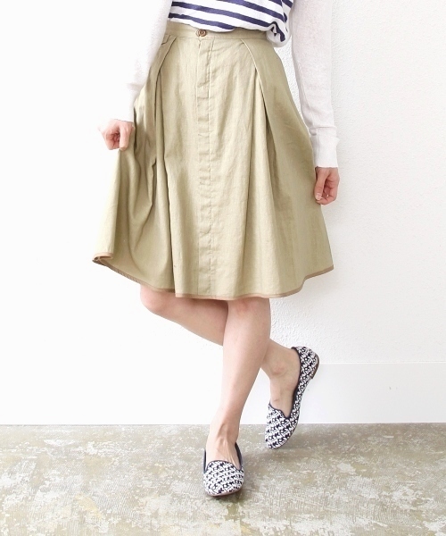 coen(コーエン)の「ギャザーフレアスカート(スカート・レディース・ベージュ/ネイビー/レッド・FREE)」の1枚目の写真