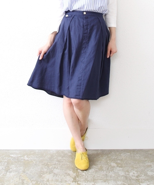 coen(コーエン)の「ギャザーフレアスカート(スカート・レディース・ベージュ/ネイビー/レッド・FREE)」の2枚目の写真