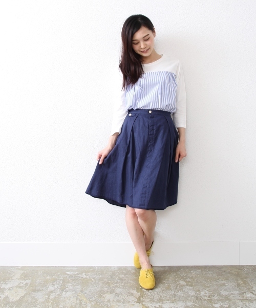 coen(コーエン)の「ギャザーフレアスカート(スカート・レディース・ベージュ/ネイビー/レッド・FREE)」の11枚目の写真