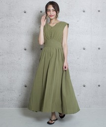 【Jewelobe/ ジュエローブ】包みボタンロングワンピース
