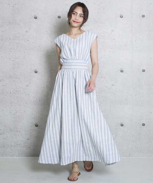 LUGG NAGG(ラグナグ)の「【Jewelobe/ ジュエローブ】包みボタンロングワンピース(ワンピース・レディース・ブラック/ブラウン/カーキ/ブルー・FREE)」の1枚目の写真