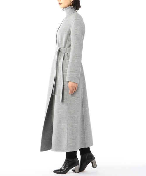 【ESTNATION】エストネーション ロングコート ガウンコート ベルト付き ESTNATION グレー ガウンロングコート ベルト付き 極美品