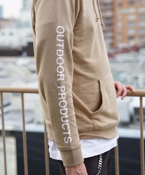 OUTDOOR PRODUCTS APPAREL(アウトドアプロダクツアパレル)の「袖プリントブランドロゴプルオーバーパーカー(パーカー・メンズ・チャコールグレー/ベージュ/アイボリー・SMALL/MEDIUM/LARGE/X-LARGE)」の16枚目の写真