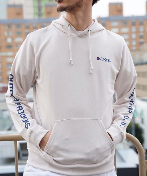 OUTDOOR PRODUCTS APPAREL(アウトドアプロダクツアパレル)の「袖プリントブランドロゴプルオーバーパーカー(パーカー・メンズ・チャコールグレー/ベージュ/アイボリー・SMALL/MEDIUM/LARGE/X-LARGE)」の13枚目の写真