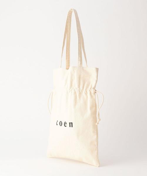 coen(コーエン)の「coenロゴトート巾着バッグ(トートバッグ・レディース・ブラック/オフホワイト・FREE)」の6枚目の写真