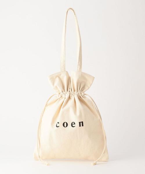 coen(コーエン)の「coenロゴトート巾着バッグ(トートバッグ・レディース・ブラック/オフホワイト・FREE)」の8枚目の写真