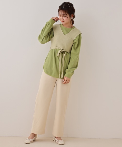 one after another NICE CLAUP（ワンアフターアナザーナイスクラップ）の「ベルト付きカラースラックスパンツ（スラックス・レディース・アイボリー/ミント/イエロー/コーラルピンク・SMALL/MEDIUM）」の12枚目の写真