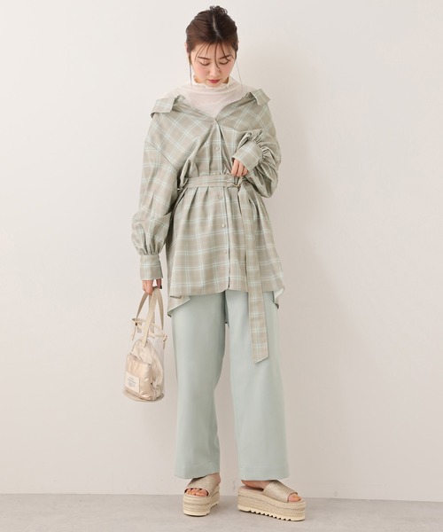 one after another NICE CLAUP（ワンアフターアナザーナイスクラップ）の「ベルト付きカラースラックスパンツ（スラックス・レディース・アイボリー/ミント/イエロー/コーラルピンク・SMALL/MEDIUM）」の17枚目の写真