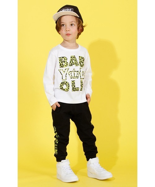 BABYDOLL(ベビードール)の「サイドメッセージジョガーロングパンツ 3887K (トップス別売)(スウェットパンツ・キッズ・ブラック/ターコイズブルー・130cm/140cm/110cm/90cm/150cm/120cm/100cm)」の4枚目の写真