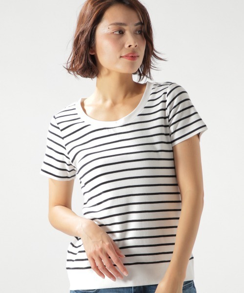 BAYFLOW(ベイフロー)の「シルキーフライス半袖CネックT(Tシャツ/カットソー・レディース・ベージュ/オフホワイト/カーキ/その他1/その他2・SMALL/MEDIUM/LARGE)」の4枚目の写真