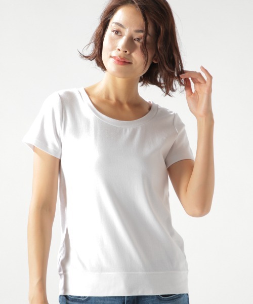 BAYFLOW(ベイフロー)の「シルキーフライス半袖CネックT(Tシャツ/カットソー・レディース・ベージュ/オフホワイト/カーキ/その他1/その他2・SMALL/MEDIUM/LARGE)」の2枚目の写真