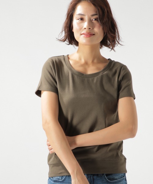 BAYFLOW(ベイフロー)の「シルキーフライス半袖CネックT(Tシャツ/カットソー・レディース・ベージュ/オフホワイト/カーキ/その他1/その他2・SMALL/MEDIUM/LARGE)」の1枚目の写真