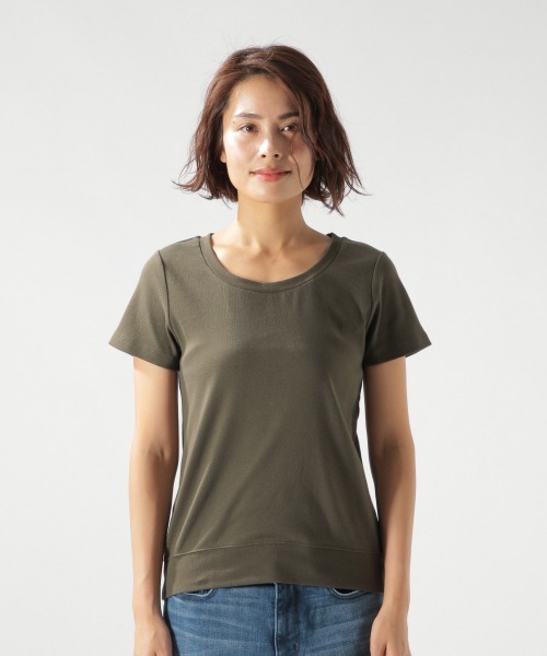 BAYFLOW(ベイフロー)の「シルキーフライス半袖CネックT(Tシャツ/カットソー・レディース・ベージュ/オフホワイト/カーキ/その他1/その他2・SMALL/MEDIUM/LARGE)」の6枚目の写真