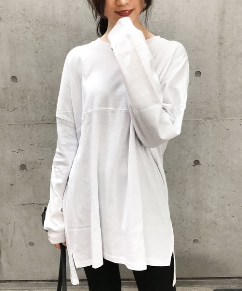 Fashion Letter（ファッションレター）の「ベーシックコットンゆるTシャツ（Tシャツ/カットソー・レディース・ブラック/ホワイト/杢グレー/ベージュ・LL/4L/M）」の2枚目の写真