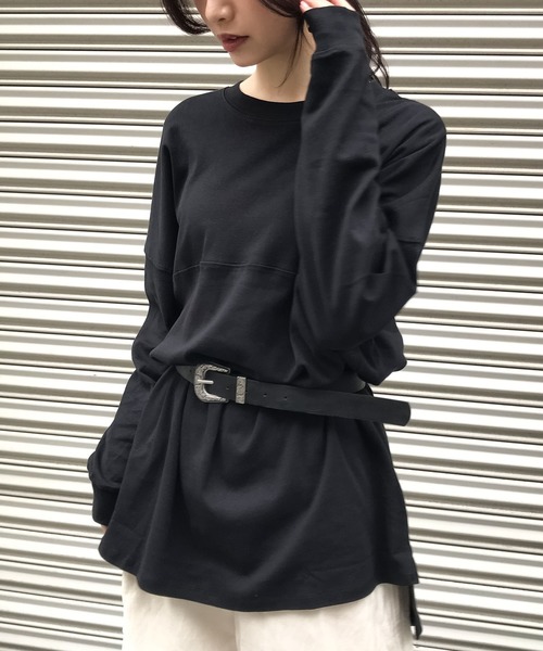 Fashion Letter（ファッションレター）の「ベーシックコットンゆるTシャツ（Tシャツ/カットソー・レディース・ブラック/ホワイト/杢グレー/ベージュ・LL/4L/M）」の3枚目の写真