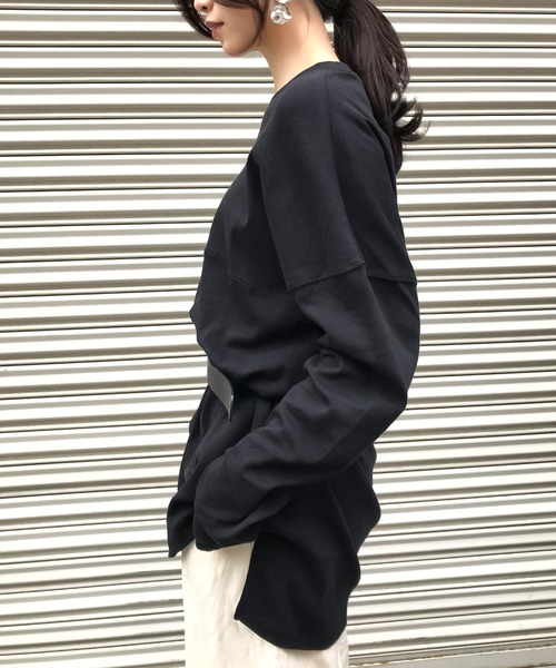 Fashion Letter（ファッションレター）の「ベーシックコットンゆるTシャツ（Tシャツ/カットソー・レディース・ブラック/ホワイト/杢グレー/ベージュ・LL/4L/M）」の10枚目の写真