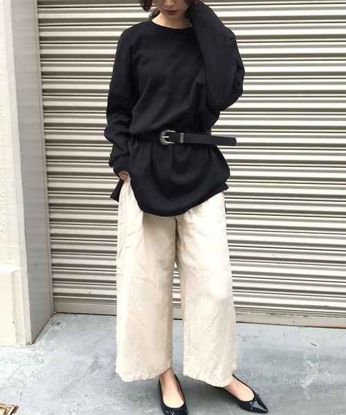 Fashion Letter（ファッションレター）の「ベーシックコットンゆるTシャツ（Tシャツ/カットソー・レディース・ブラック/ホワイト/杢グレー/ベージュ・LL/4L/M）」の12枚目の写真