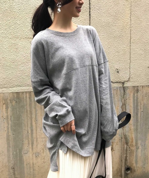 Fashion Letter（ファッションレター）の「ベーシックコットンゆるTシャツ（Tシャツ/カットソー・レディース・ブラック/ホワイト/杢グレー/ベージュ・LL/4L/M）」の16枚目の写真