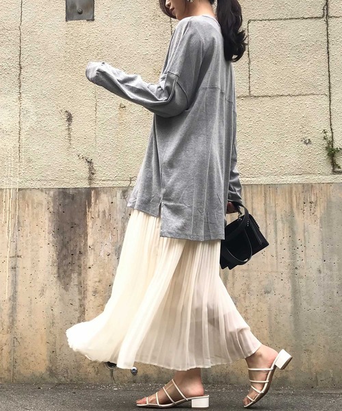 Fashion Letter（ファッションレター）の「ベーシックコットンゆるTシャツ（Tシャツ/カットソー・レディース・ブラック/ホワイト/杢グレー/ベージュ・LL/4L/M）」の17枚目の写真