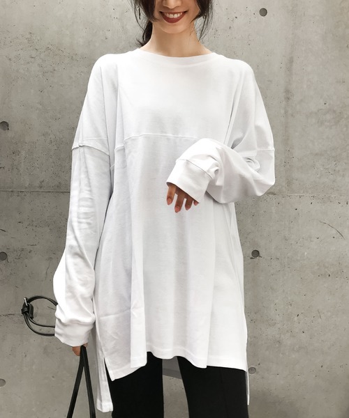 Fashion Letter（ファッションレター）の「ベーシックコットンゆるTシャツ（Tシャツ/カットソー・レディース・ブラック/ホワイト/杢グレー/ベージュ・LL/4L/M）」の5枚目の写真