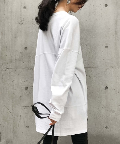 Fashion Letter（ファッションレター）の「ベーシックコットンゆるTシャツ（Tシャツ/カットソー・レディース・ブラック/ホワイト/杢グレー/ベージュ・LL/4L/M）」の7枚目の写真