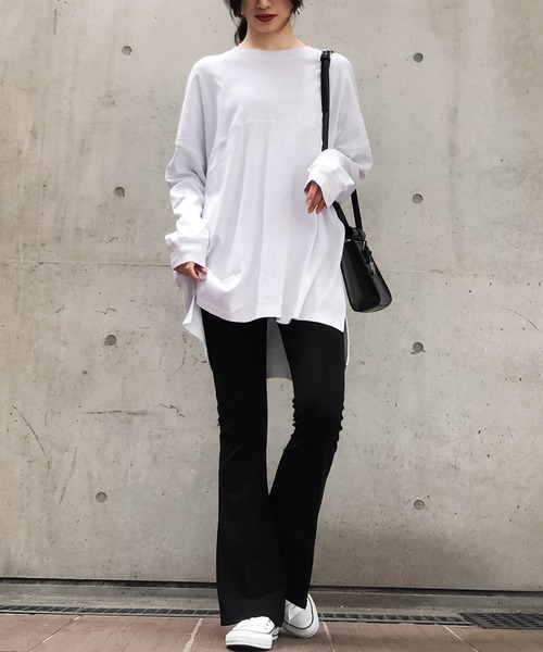 Fashion Letter（ファッションレター）の「ベーシックコットンゆるTシャツ（Tシャツ/カットソー・レディース・ブラック/ホワイト/杢グレー/ベージュ・LL/4L/M）」の8枚目の写真