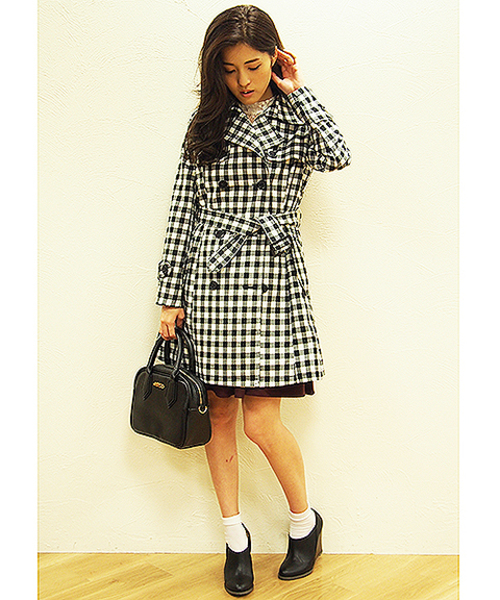 one after another NICE CLAUP(ワンアフターアナザーナイスクラップ)の「【ナイスクラップ】バレリーナトレンチコート(その他アウター・レディース・ベージュ/チェック/ネイビー・LARGE/MEDIUM)」の6枚目の写真