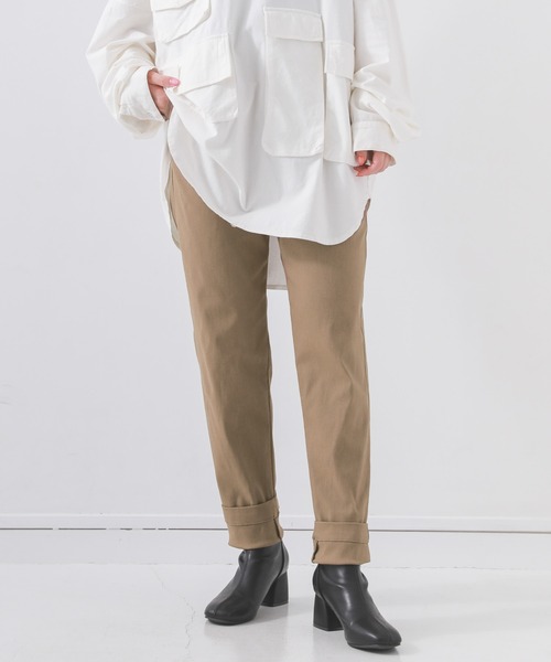 n'OrLABEL（ノアールレーベル）の「『フレキシンボーイフレンドパンツ』（その他パンツ・レディース・ライトグレー/ブラック/オフホワイト/オリーブ/カーキ/テラコッタ/スモークピンク/ダークネイビー/グリーン/モカ/チャコール/モスグリーン/バーガンディー/パープル/ライトベージュ/グレイッシュブルー/マスタード/ラベンダー/ライトブルー・LL/3L/M/L/S）」の5枚目の写真