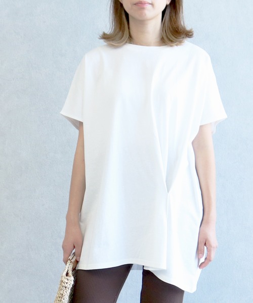 reca（レカ）の「リサイクルコットンドレープTシャツ（Tシャツ/カットソー・レディース・ブラック/ミント/オフホワイト/ベージュ・M）」の2枚目の写真