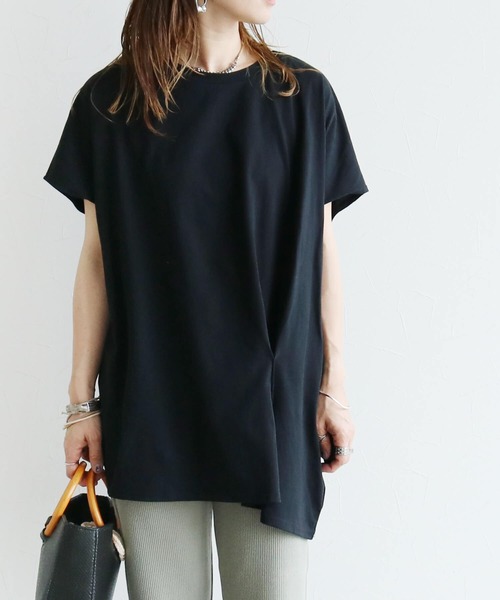 reca（レカ）の「リサイクルコットンドレープTシャツ（Tシャツ/カットソー・レディース・ブラック/ミント/オフホワイト/ベージュ・M）」の3枚目の写真