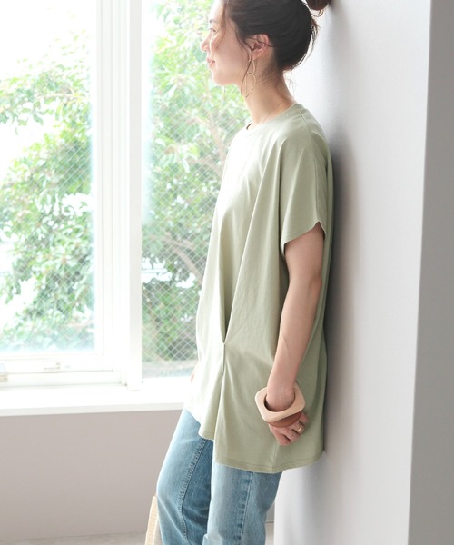 reca（レカ）の「リサイクルコットンドレープTシャツ（Tシャツ/カットソー・レディース・ブラック/ミント/オフホワイト/ベージュ・M）」の9枚目の写真