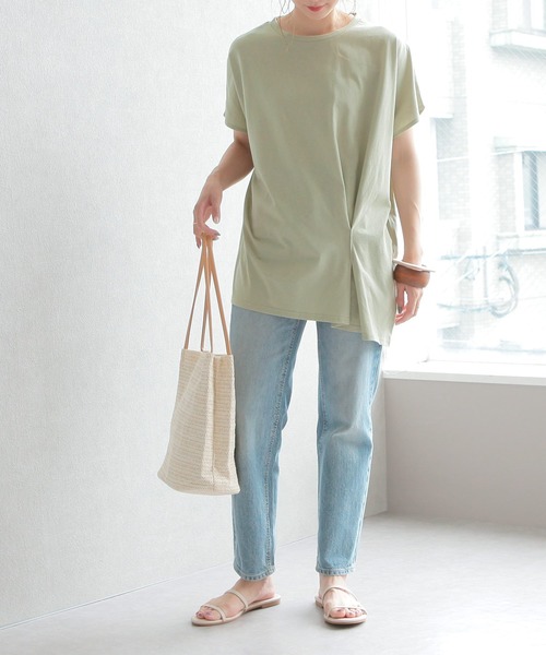 reca（レカ）の「リサイクルコットンドレープTシャツ（Tシャツ/カットソー・レディース・ブラック/ミント/オフホワイト/ベージュ・M）」の10枚目の写真