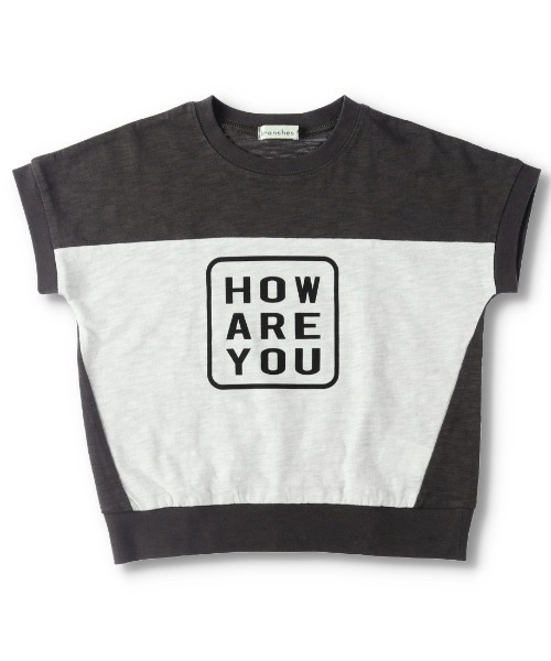BRANSHES(ブランシェス)の「【プチプラ】バイカラーロゴ半袖Tシャツ(Tシャツ/カットソー・キッズ・チャコールグレー/サックスブルー・140cm/120cm/100cm/150cm/130cm/90cm/110cm)」の2枚目の写真
