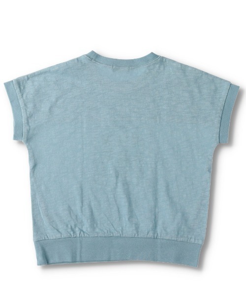 BRANSHES(ブランシェス)の「【プチプラ】バイカラーロゴ半袖Tシャツ(Tシャツ/カットソー・キッズ・チャコールグレー/サックスブルー・140cm/120cm/100cm/150cm/130cm/90cm/110cm)」の5枚目の写真