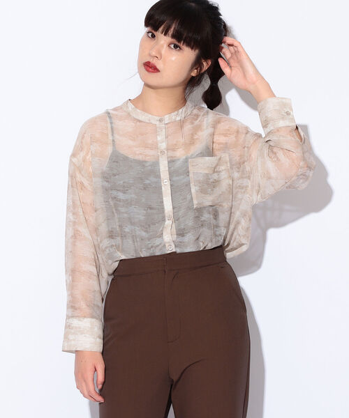 Web限定 Beams Dot マーブル柄 シアーシャツ シャツ ブラウス Beams トップス Beams Dot ビームスドット のファッション