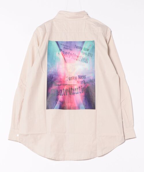 STYLEBLOCK（スタイルブロック）の「バックプリントビッグシルエットロングシャツ（シャツ/ブラウス・メンズ・ベージュ/アイボリー/カーキ・L/M）」の4枚目の写真