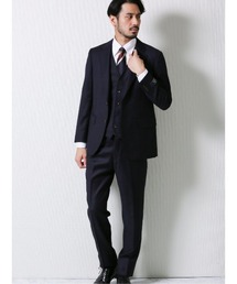 Alexander Julian（アレキサンダージュリアン）の「アレキサンダージュリアンメンズ/ALEXANDER JULIAN：MEN  マルゾット/MARZOTTO カシミヤ混ウールカルゼ組織 ビジネスセットアップ2ボタン3ピーススーツ（スーツセット・メンズ）」