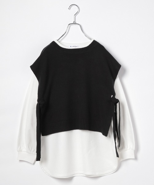 GLOBAL WORK（グローバルワーク）の「【ジュニア】ベストSETチュニックプルオーバー/925859（ニット/セーター・キッズ・ベージュ/ブラック・160cm/150cm）」の2枚目の写真