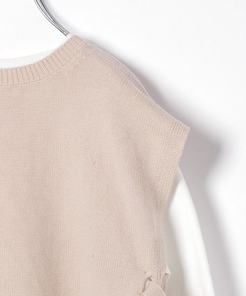 GLOBAL WORK（グローバルワーク）の「【ジュニア】ベストSETチュニックプルオーバー/925859（ニット/セーター・キッズ・ベージュ/ブラック・160cm/150cm）」の4枚目の写真