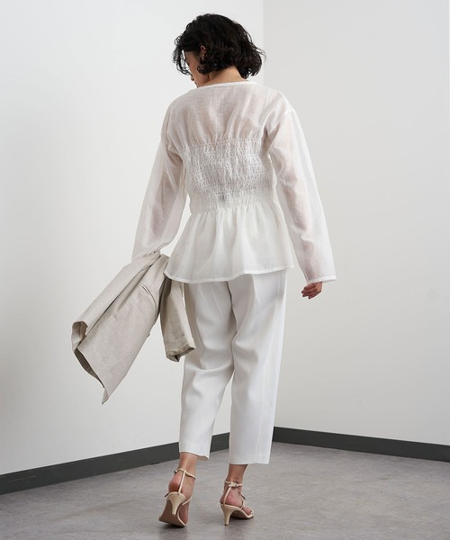 Whim Gazette - 美品*ウィムガゼット シャーリングブラウス 長袖シャツ デザインシャツ 白シャツ 美品*ウィムガゼット シャーリングブラウス 長袖シャツ デザイン