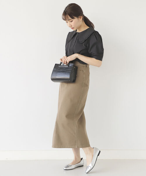 BeAMS DOT（ビームスドット）の「【WEB限定】BeAMS DOT / ビッグフリル襟 半袖ブラウス（シャツ/ブラウス・レディース・ブラック/ホワイト・FREE）」の5枚目の写真